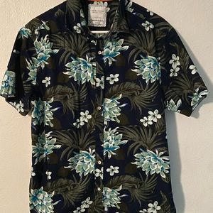 Denim and Flower Hawaiian Shirt